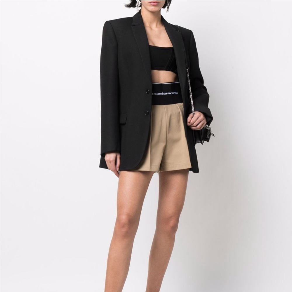 ALEXANDER WANG LOGO ELASTIC SAFARI SHORTS, SZ 2 CHINO NWT!